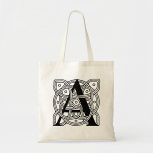 Letter A Monogram Vintage Keltische Knoopprint Tote Bag