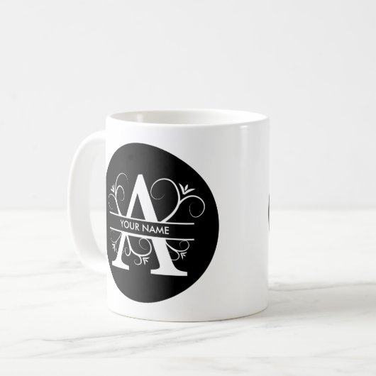 Letter A - Monogram zwart/wit Koffiemok (Voorkant links)