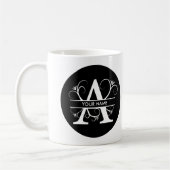 Letter A - Monogram zwart/wit Koffiemok (Links)