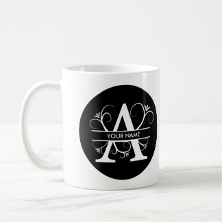Letter A - Monogram zwart/wit Koffiemok