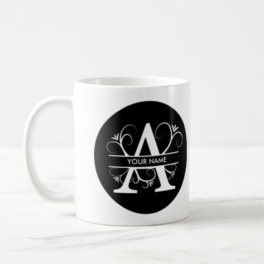 Letter A - Monogram zwart/wit Koffiemok (Links)