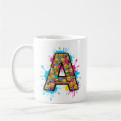 Letter A Mug with Fun Emoji Design Koffiemok (Links)