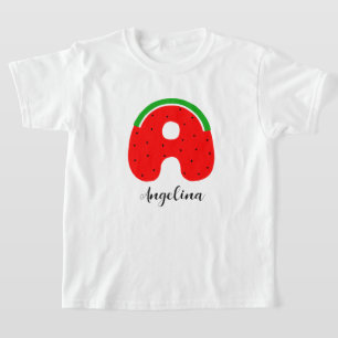 Letter A Name T-shirt, aangepaste naam Watermelon T-shirt