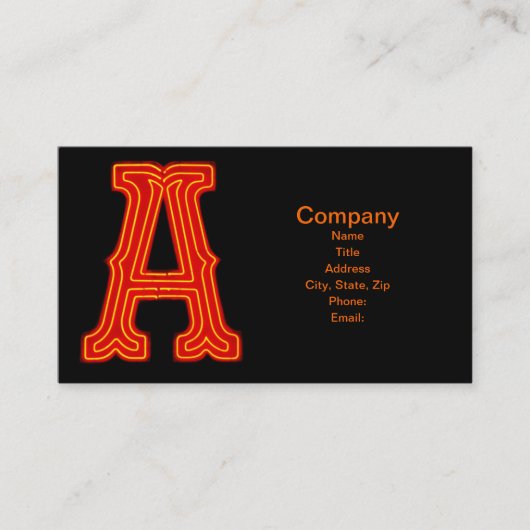 Letter "A" Neon Light Monogram Visitekaartje (Voorkant)