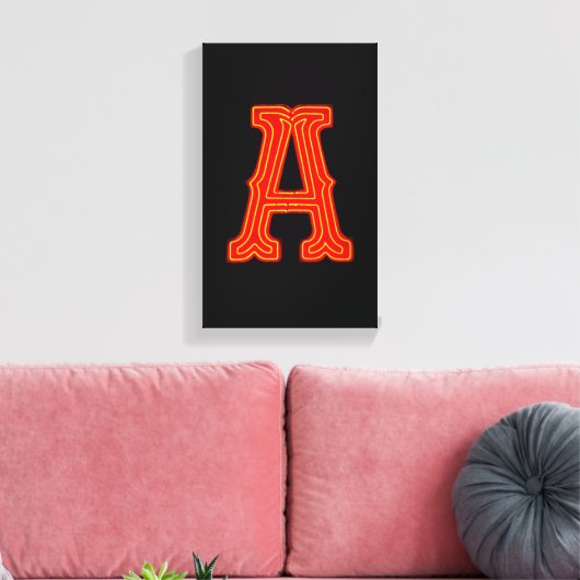 Letter "A" neonlicht monogram Canvas Afdruk (Insitu (Woonkamer))