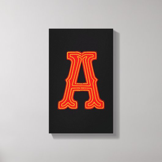 Letter "A" neonlicht monogram Canvas Afdruk (Voorkant)
