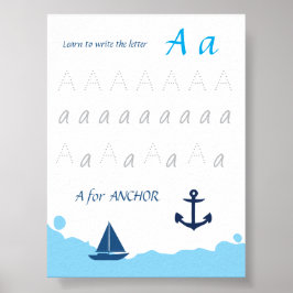Letter A Oefenposter voor Kinderen | A is voor Ank Poster