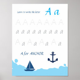Letter A Oefenposter voor Kinderen | A is voor Ank Poster