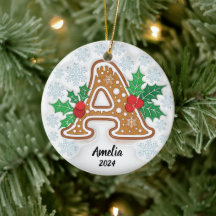 Letter A op maat gemaakte kerstmonogramornament