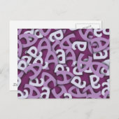 Letter A Paarse Briefkaart (Voorkant / Achterkant)
