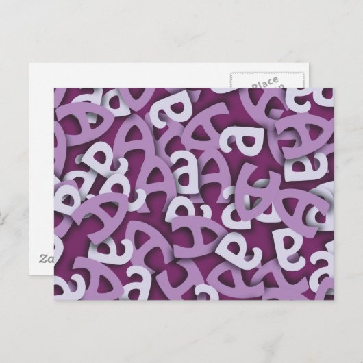 Letter A Paarse Briefkaart (Voorkant / Achterkant)