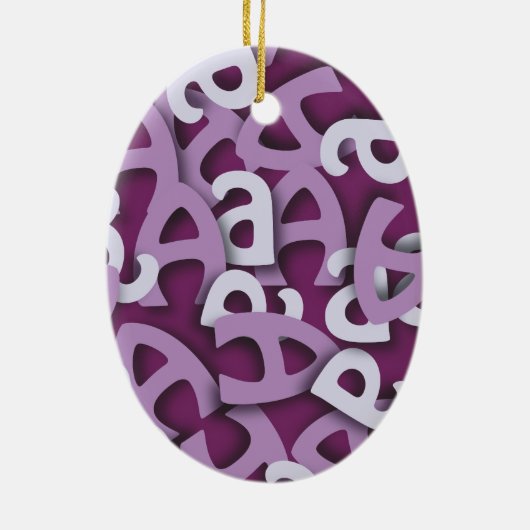 Letter A Paarse Keramisch Ornament (Achterkant)