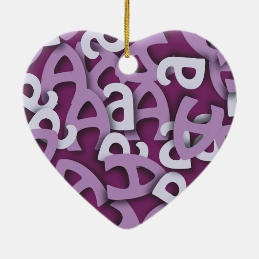 Letter A Paarse Keramisch Ornament (Achterkant)