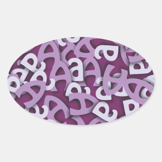 Letter A Paarse Ovale Sticker (Voorkant)