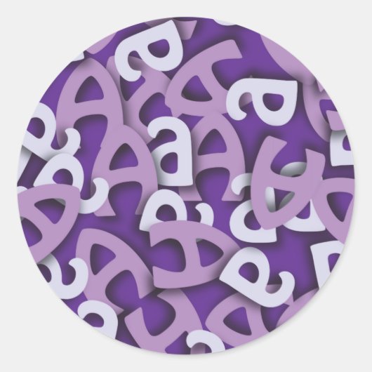 Letter A Paarse Ronde Sticker (Voorkant)