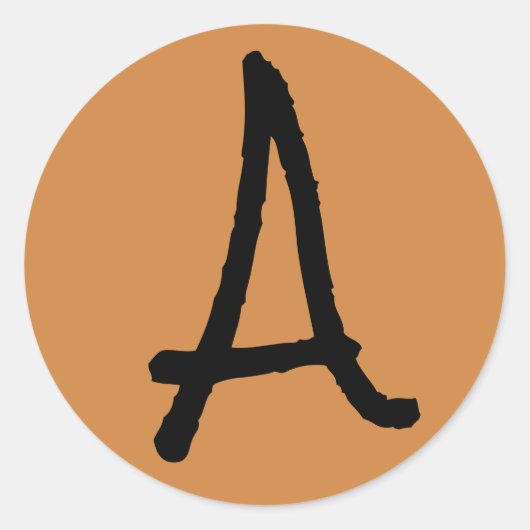 Letter A Rock Salt Alfabet van Janz Peru Gold Ronde Sticker (Voorkant)