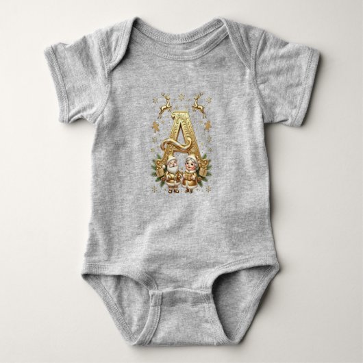 Letter A: Royal Gold Luxury Christmas Romper (Voorkant)