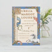 Letter A Royal Medieval 1st Birthday Invitation Kaart (Staand voorkant)
