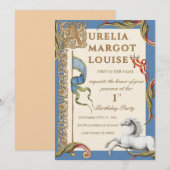 Letter A Royal Medieval 1st Birthday Invitation Kaart (Voorkant / Achterkant)