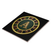 Letter A, Sierlijke Monogrammed Medaillon Tegeltje (Zijkant)