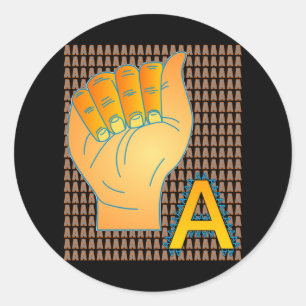 Letter A Sign Language - Alphabet Characters Ronde Sticker