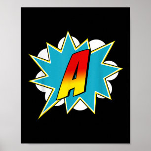 Letter A Superheldenaam Strip Letter Retro Kostuum Poster