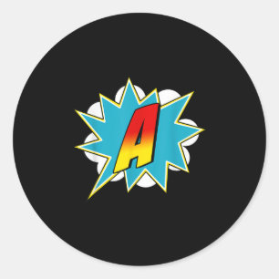 Letter A Superheldenaam Stripfiguur Letter Retro K Ronde Sticker