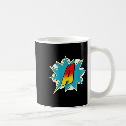 Letter A Superhero Name Comic Letter Retro Costume Koffiemok (Rechts)