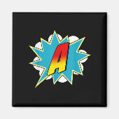 Letter A Superhero Name Comic Letter Retro Costume Magneet (Voorkant)