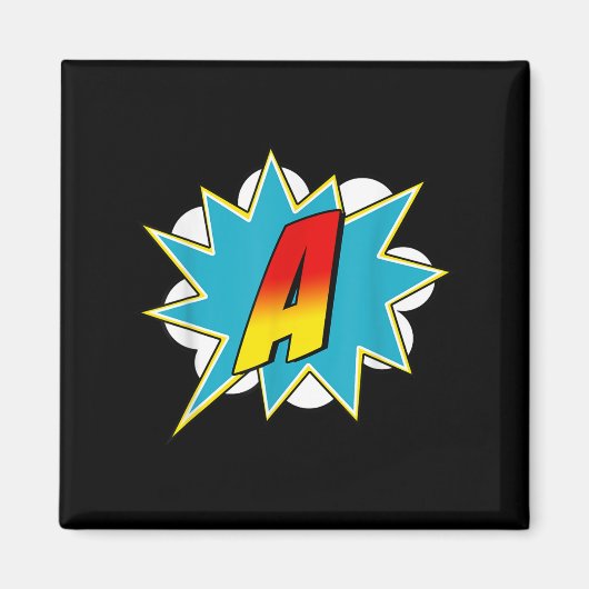 Letter A Superhero Name Comic Letter Retro Costume Magneet (Voorkant)