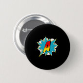 Letter A Superhero Name Comic Letter Retro Costume Ronde Button 5,7 Cm (Voorkant /achterkant)