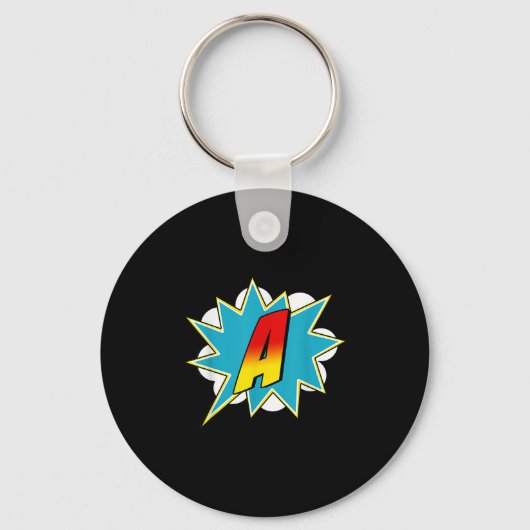 Letter A Superhero Name Comic Letter Retro Costume Sleutelhanger (Voorkant)