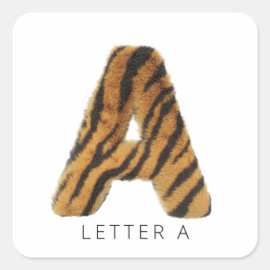 Letter A tijgerbont Vierkante Sticker