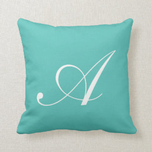 Letter A Turquoise Monogram Pillow Kussen