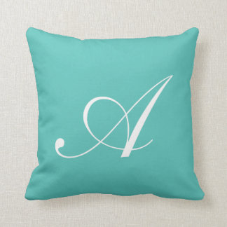 Letter A Turquoise Monogram Pillow Kussen