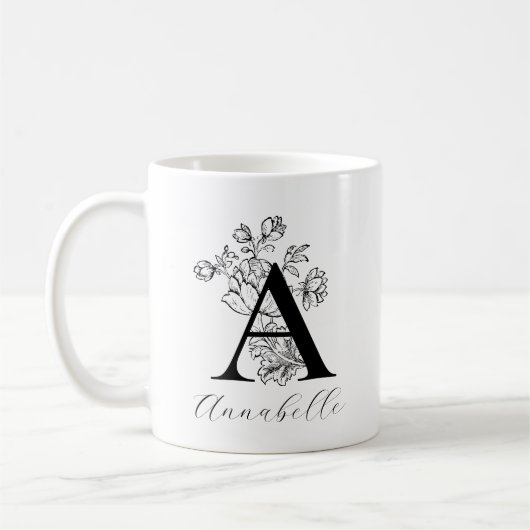 letter A van het Floral Monogram Koffiemok (Links)
