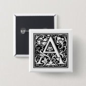 letter A Vierkante Button 5,1 Cm (Voorkant /achterkant)