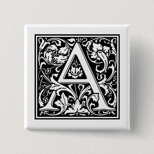  letter A Vierkante Button 5,1 Cm (Voorkant)