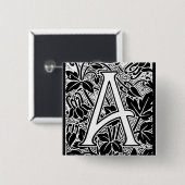letter A Vierkante Button 5,1 Cm (Voorkant /achterkant)