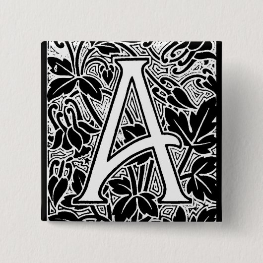 letter A Vierkante Button 5,1 Cm (Voorkant)