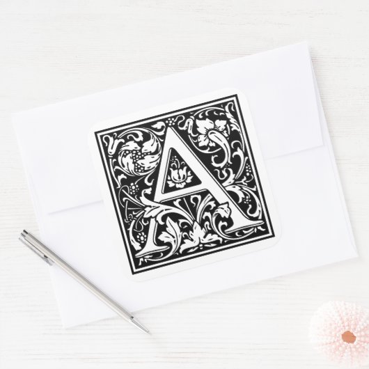  letter A Vierkante Sticker (Envelop)