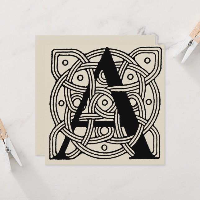 Letter A Vintage Celtic Knot Monogram (Voorkant / Achterkant in situ)
