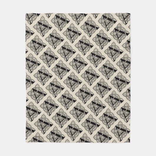 Letter A Vintage Celtic Knot Monogram Fleece Deken (Voorkant)