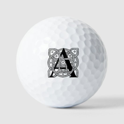Letter A Vintage Celtic Knot Monogram Golfballen (Voorkant)