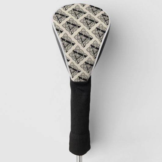 Letter A Vintage Celtic Knot Monogram Golfheadcover (Voorkant)