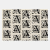 Letter A Vintage Celtic Knot Monogram Inpakpapier Vel (Voorkant 2)