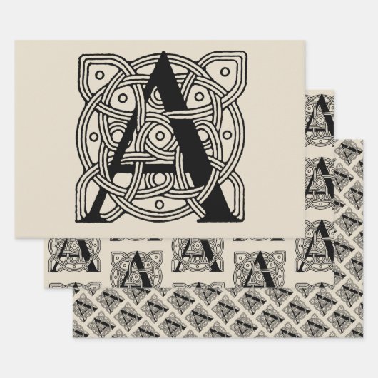 Letter A Vintage Celtic Knot Monogram Inpakpapier Vel (Set)