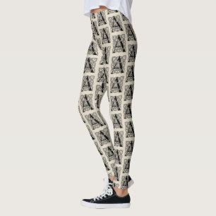 Letter A Vintage Celtic Knot Monogram Leggings