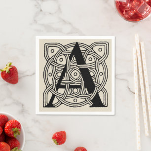 Letter A Vintage Celtic Knot Monogram Servet