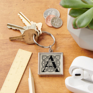 Letter A Vintage Celtic Knot Monogram Sleutelhanger